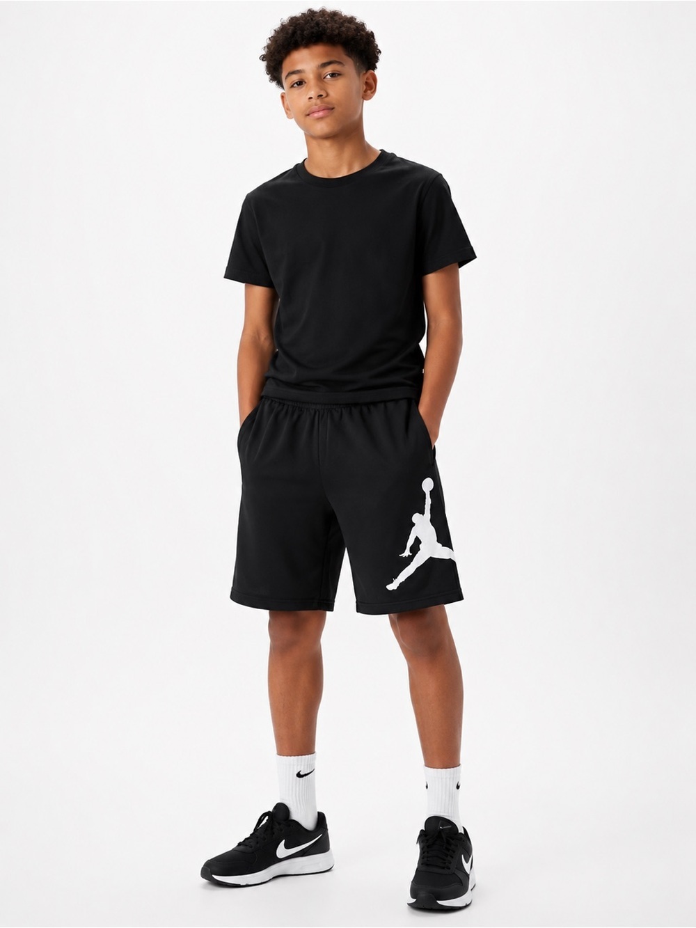 Nike Black Shorts with White Jumpman Logo Size Large 12-13